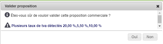 Alerte de contr&ocirc;le de validation sur une propale