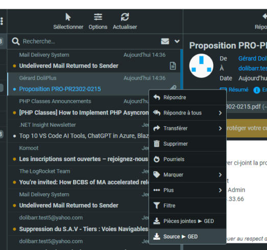 archivage automatique des mails dans DoliPlus