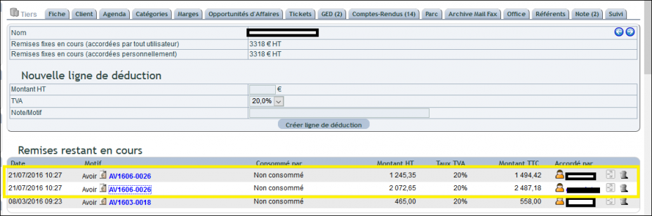 facture d&rsquo;avoir : scinder le montant, &eacute;tape 3