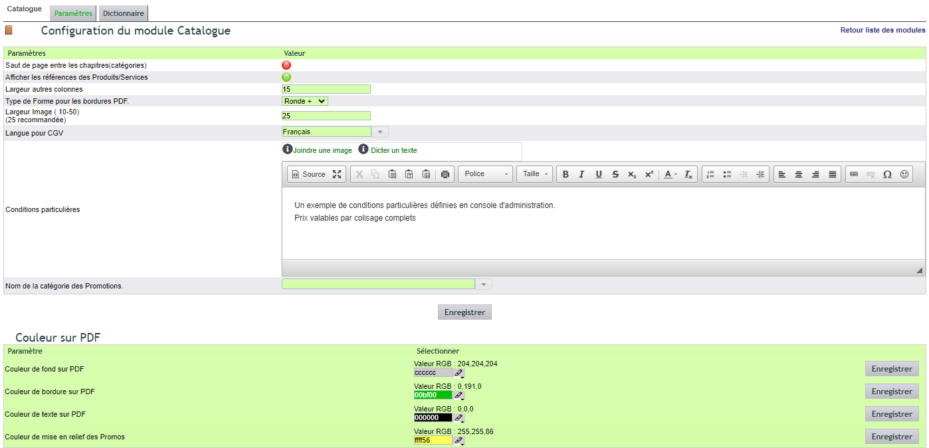 configuration du catalogue automatique dans DoliPlus