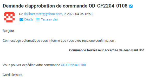 Validation d'une commande fournisseur dans DoliPlus