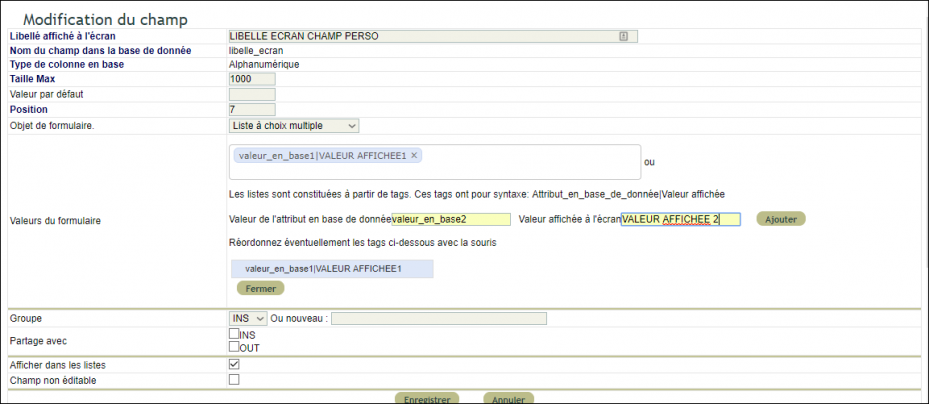 Modification d'un champ personnalis&eacute; via la plume dans DoliPlus