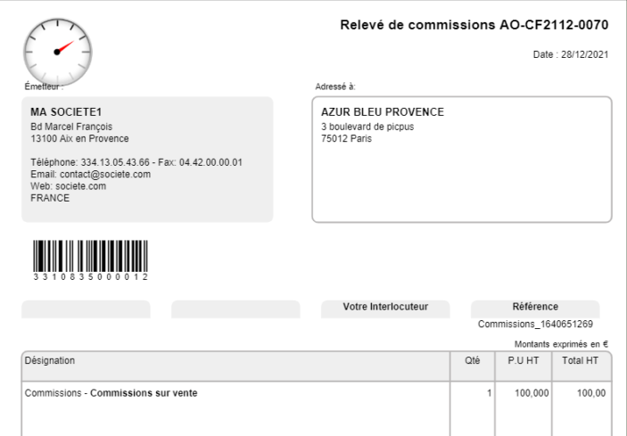 Relev&eacute; de commissions sur ventes pour apporteur d'affaires DoliPlus