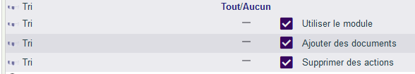 Gestion des droits par groupe d'utilisateurs