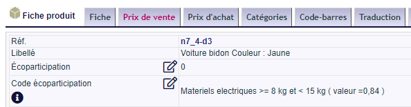 champ &eacute;coparticipation sur la fiche produit DoliPlus