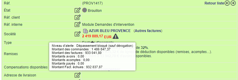 Information sur l'encours client dans DoliPlus