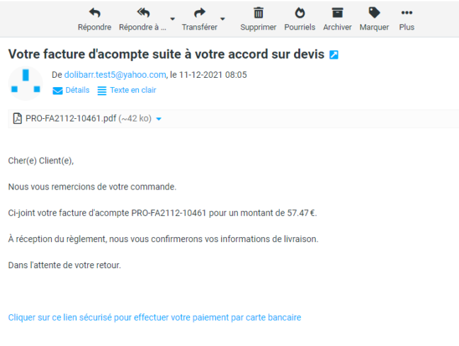 Facture d'acompte automatique sur devis DoliPlus