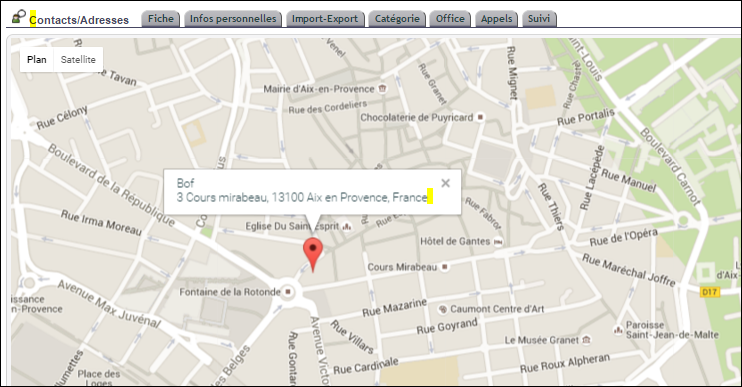 g&eacute;olocalisation d&rsquo;un contact : int&eacute;gration carte