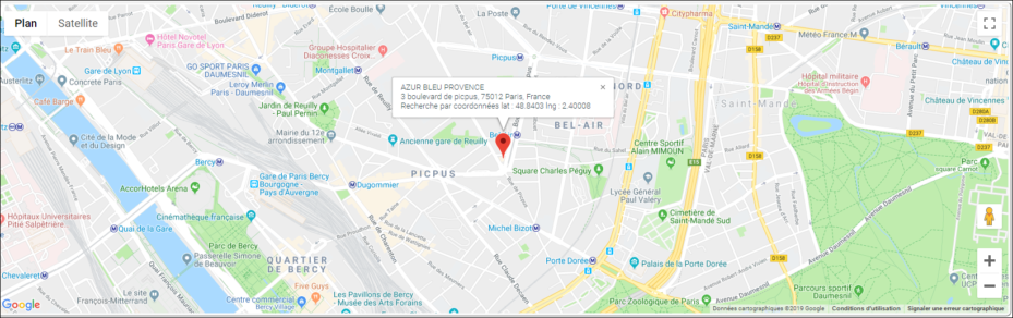 g&eacute;olocalisation d&rsquo;un tiers : lien cliquable sur la carte