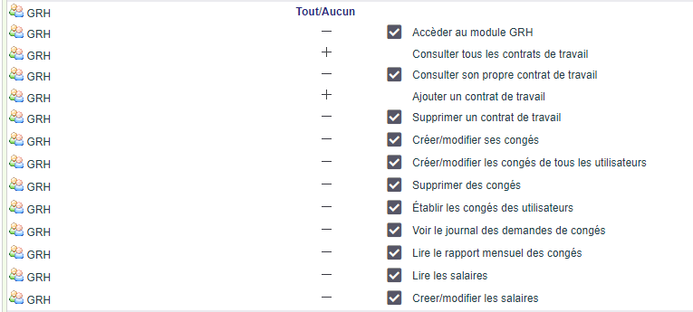 Liste des contrats de travail dans DoliPlus