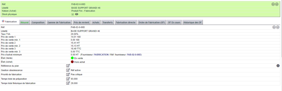 Fiche produit de la gestion de la fabrication DoliPlus