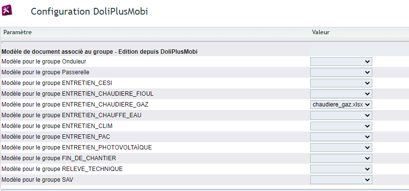 D&eacute;claration d'une matrice de document d'intervention DoliPlus