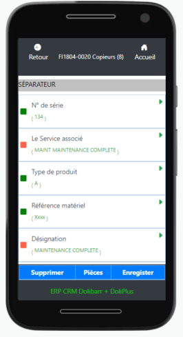 saisie d'un formulaire sur l'application mobile des interventions DoliPlus