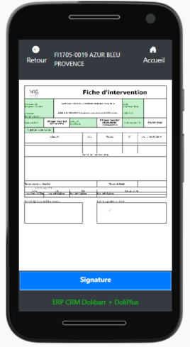 cl&ocirc;ture d'une intervention sur l'application mobile DoliPlus