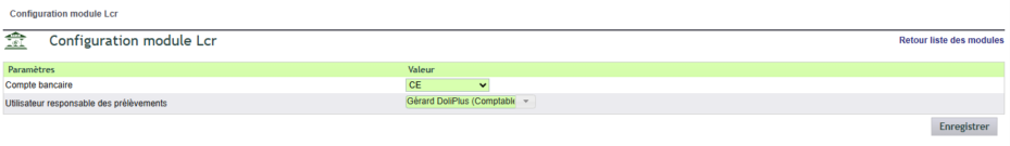 Configuration du prélèvement LCR dans DoliPlus