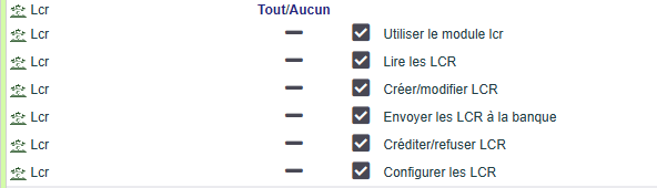 Droits du module prélèvement LCR DoliPlus