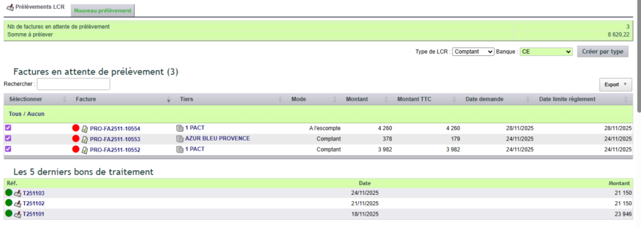 Interface de prélèvement LCR DoliPlus