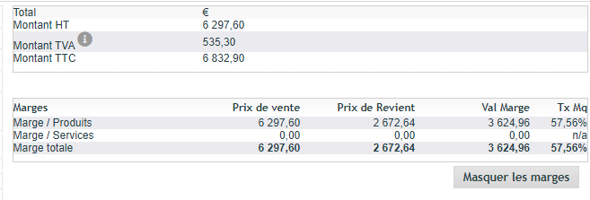 Calcul de marge dans DoliPlus sur une ligne de vente