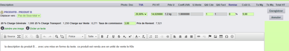 Calcul de marge sur prix de revient dans DoliPlus