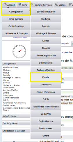 Configuration de l'envoi de mail dans DoliPlus