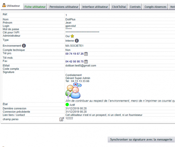 Synchroniser la signature de la messagerie DoliPlus