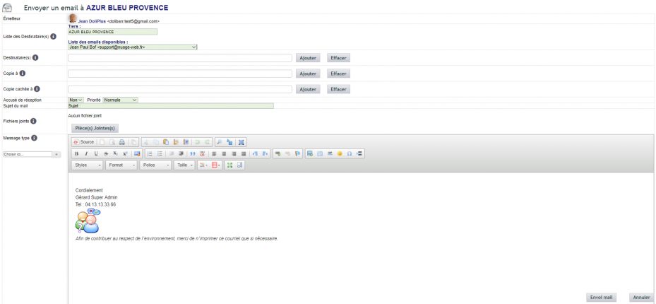 Envoi de mail via DoliPlus depuis la fiche du tiers