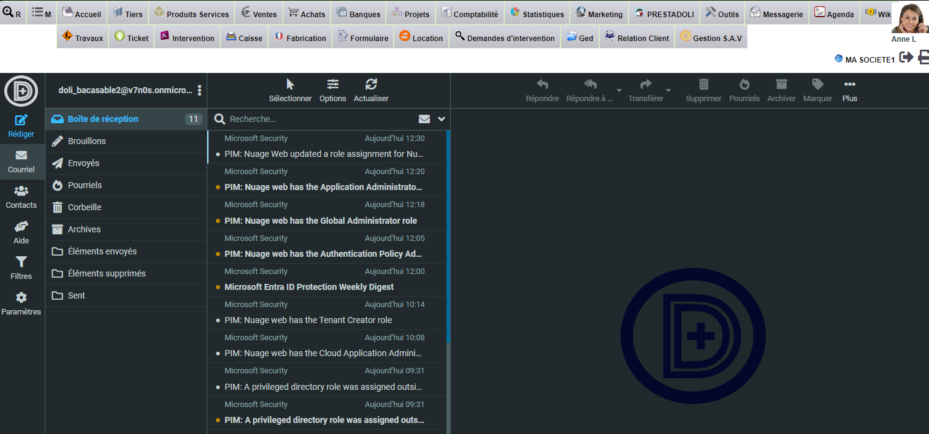 connecteurs Microsoft Office 365 : messagerie integree DoliPlus
