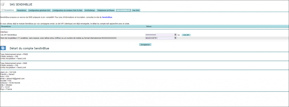 Configuration de l'envoi de SMS avec Brevo dans DoliPlus