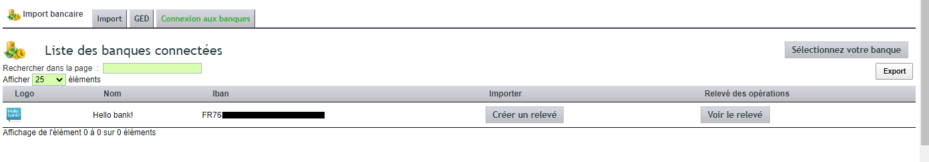 Comptes connect&eacute;s pour l'import automatis&eacute; des relev&eacute;s bancaires DoliPlus