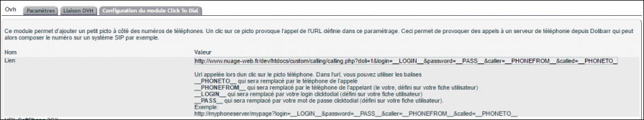 Configuration du module Click To Dial dans DoliPlus