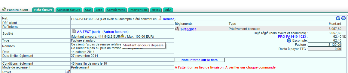 definir un l&iacute;mite de cr&eacute;dito m&aacute;ximo en el registro del tercero en DoliPlus