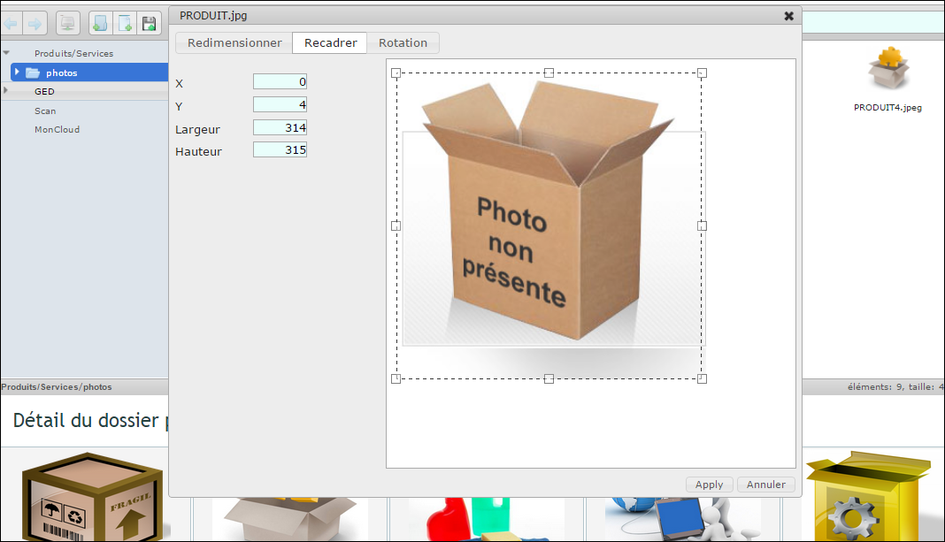 foto dei prodotti: ridimensionamento immagine