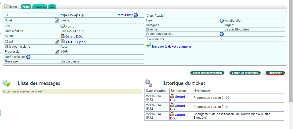 Men&uacute; Ticket de las solicitudes de soporte de DoliPlus
