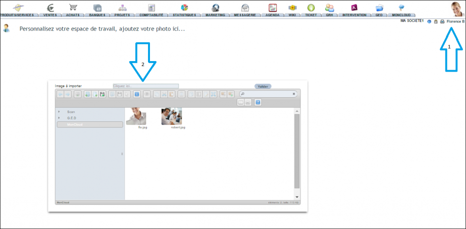 ajouter la photo de l&rsquo;utilisateur dans DoliPlus : s&eacute;lection de l&rsquo;image