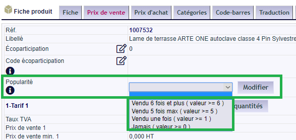 Modes de calcul du classement des produits populaires