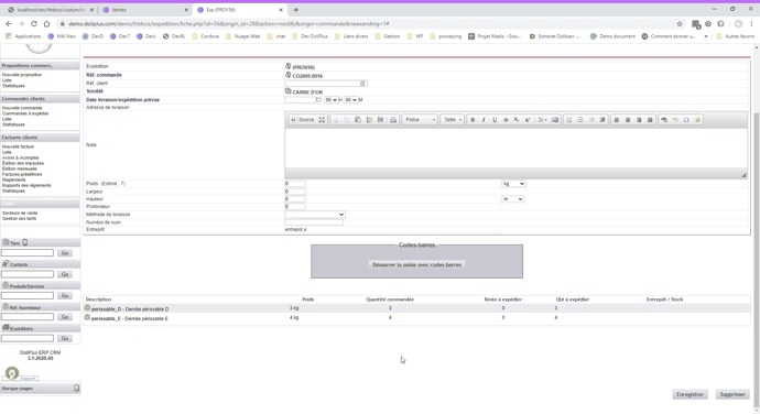 saisie d&rsquo;une r&eacute;ception au scanner avec codes-barres EAN dans DoliPlus