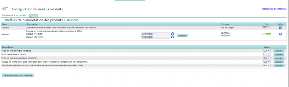 Configuration du catalogue produits et services DoliPlus