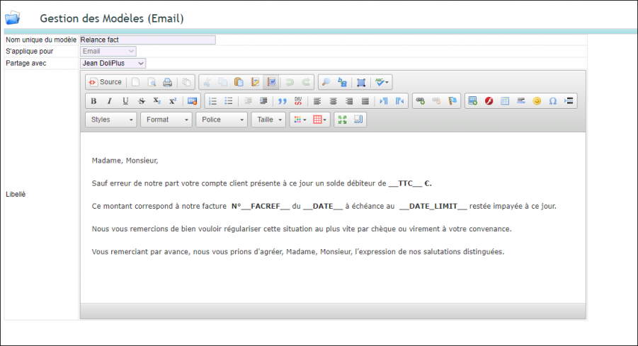 variables Dolibarr