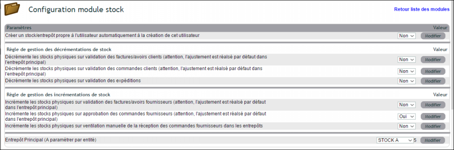 Configuration du r&eacute;approvisionnement dans la gestion de stock DoliPlus
