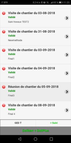 Saisie d'un suivi de chantier sur mobile