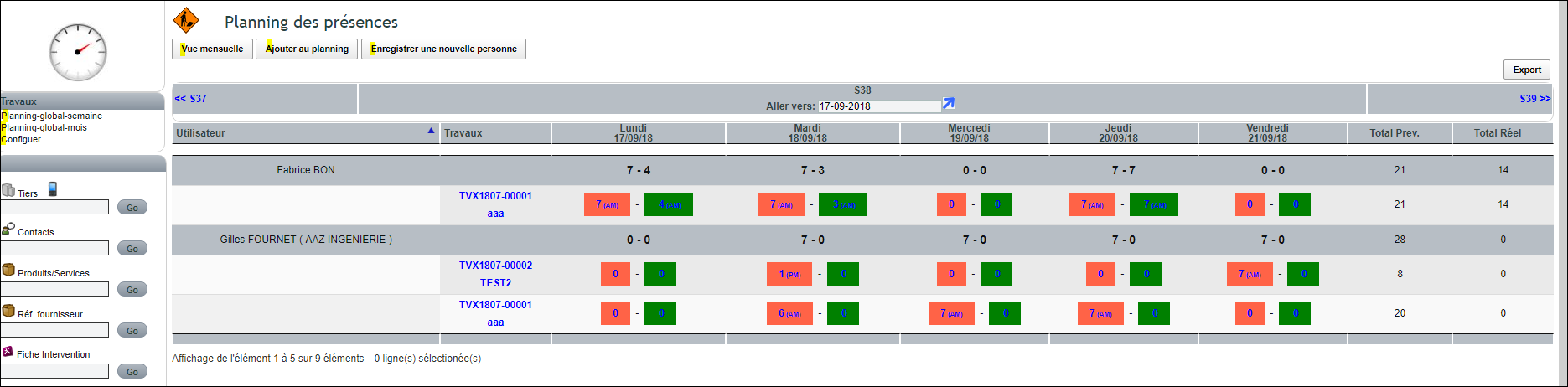 Vue planning du suivi de chantier DoliPlus