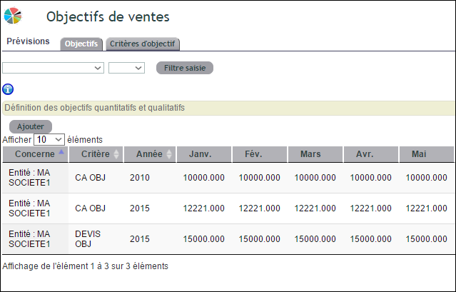 Saisie des objectifs commerciaux dans DoliPlus