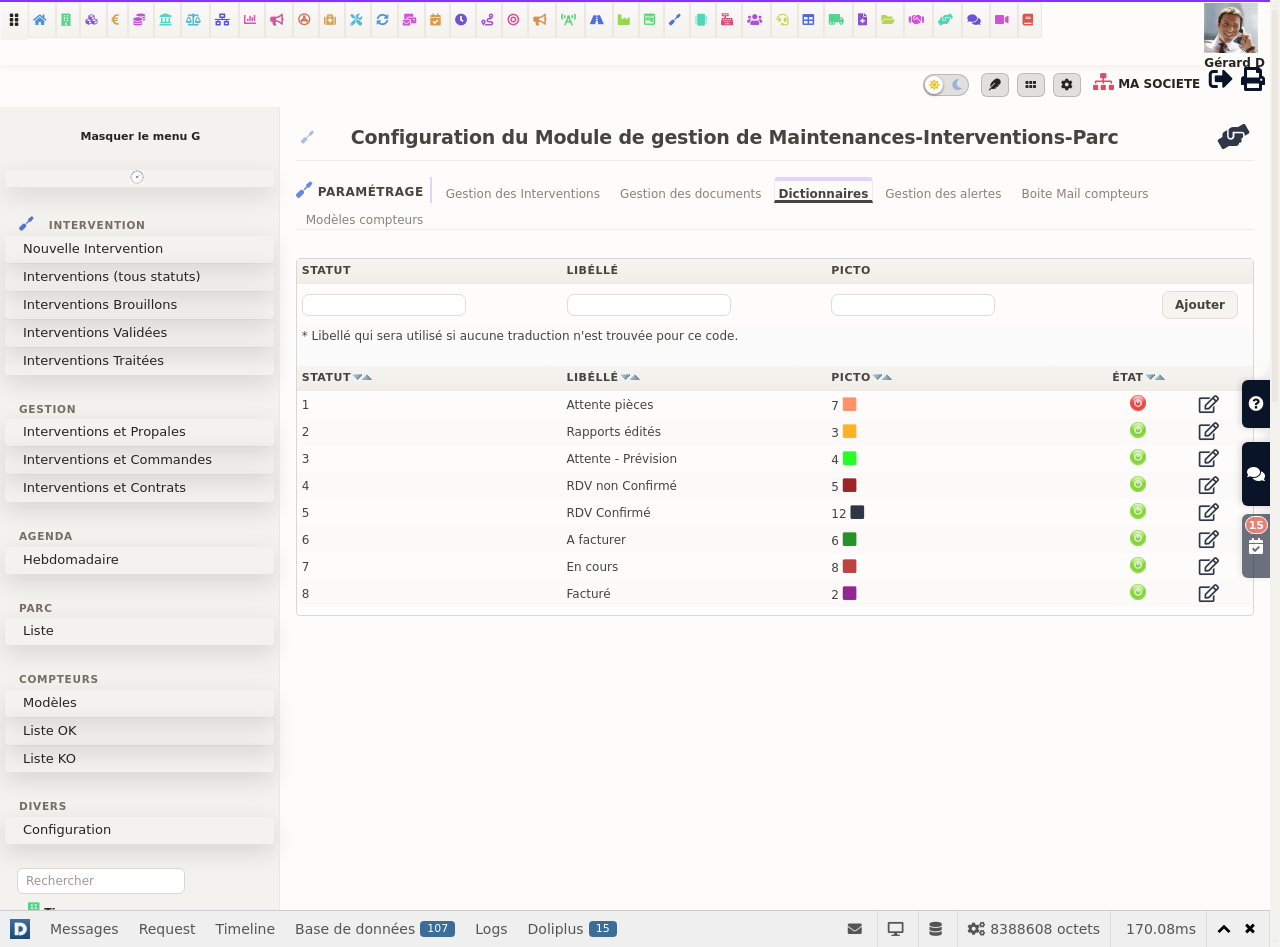 Customizable intervention statuses in DoliPlus