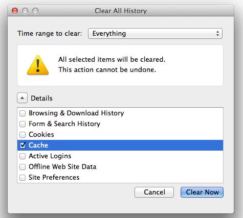 Confirmation du nettoyage des donn&eacute;es dans Firefox