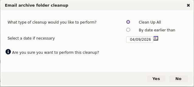 purging the email archive of a single customer: all of it, or by date earlier than