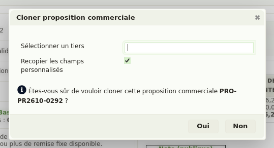 Champs personnalis&eacute;s : la case &laquo; Recopier les champs personnalis&eacute;s &raquo; dans la fen&ecirc;tre de clonage d&rsquo;un devis DoliPlus