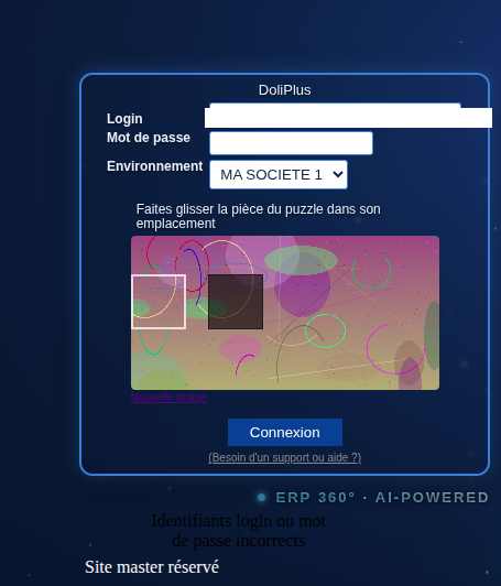 S&eacute;curit&eacute; de la page de connexion DoliPlus : le casse-t&ecirc;te &agrave; glisser
