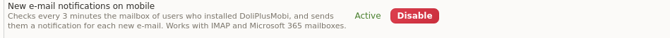 Event notifications in DoliPlus: enable new e-mail notifications on mobile
