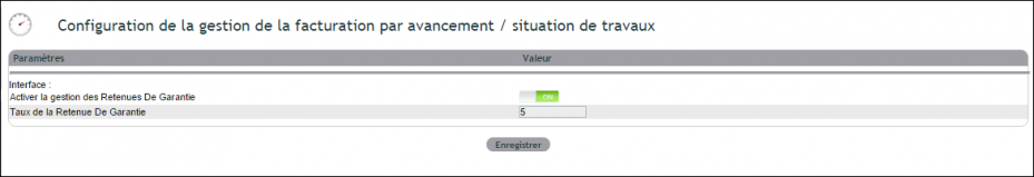 facture d&rsquo;avancement : param&eacute;trage de la retenue de garantie