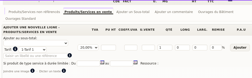 asociar una línea a un subtotal en las cotizaciones en DoliPlus, menú Añadir al subtotal